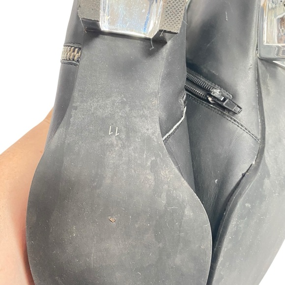Jeffrey Campbell Sergio Boots Black Leather Chain Zipper Metal Heel booty sz 11 - Picture 14 of 16